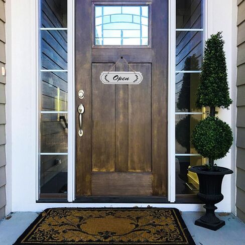 لافتة باب خشبية مفتوحة ومغلقة للأعمال - نمط مزدوج الجوانب مع حبل من الجوت | 11.59 بوصة × 8.45 بوصة | للمقاهي والمحلات التجارية والمطاعم in Kuwait