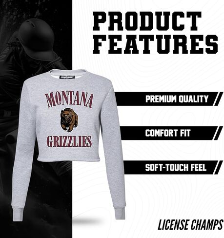 سويت شيرت قصير للنساء من Licence Champs | بلوفر بأكمام طويلة من الصوف | بضائع يوم اللعبة الرسمية للرابطة الوطنية لرياضة الجامعات (NCAA). in Kuwait