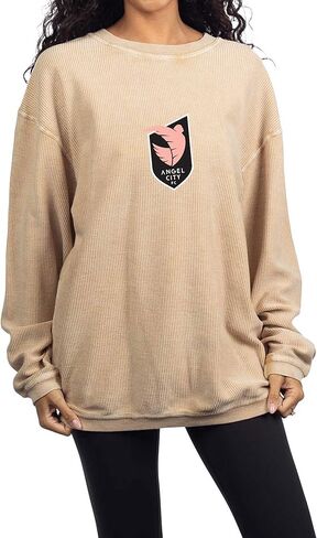 chicka-d Women's Corded Crew Fleece Sweatshirt Primary Team Icon Latte in Saudi Arabia