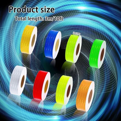 8 Rolls of 8 Colors High-Visibility Reflective Tape Safety Reflective Stickers - Waterproof Self-Adhesive Safety Stickers for Outdoor Nighttime Visibility, Trailers, Clothing, Vehicles (1 in x 80 ft.) in Saudi Arabia