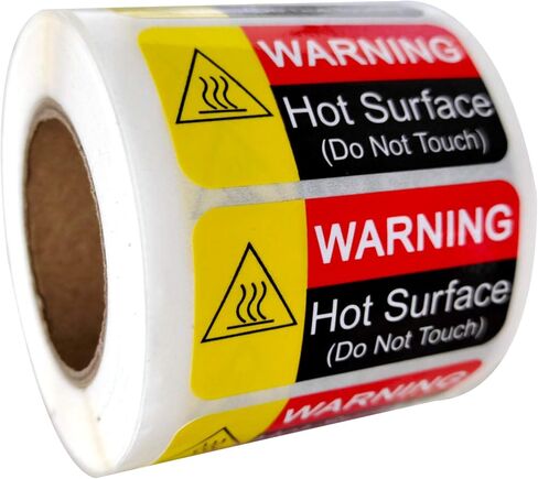 Wootile 1 x 2 Inch Hot Surface Warning Labels - Do Not Touch, Caution - 500 Red Fluorescent Hot Flame Stickers - Waterproof Vinyl Labels in Saudi Arabia