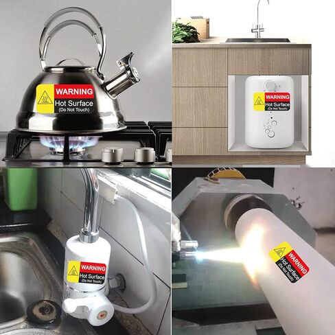 Wootile 1 x 2 Inch Hot Surface Warning Labels - Do Not Touch, Caution - 500 Red Fluorescent Hot Flame Stickers - Waterproof Vinyl Labels in Saudi Arabia