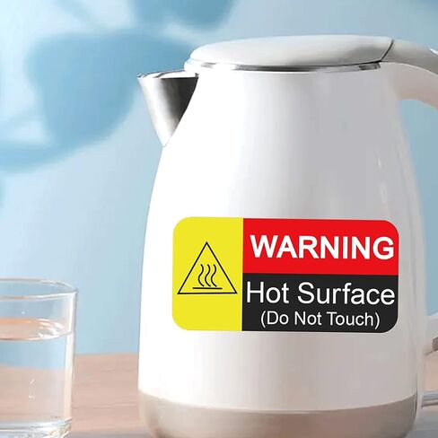 Wootile 1 x 2 Inch Hot Surface Warning Labels - Do Not Touch, Caution - 500 Red Fluorescent Hot Flame Stickers - Waterproof Vinyl Labels in Saudi Arabia