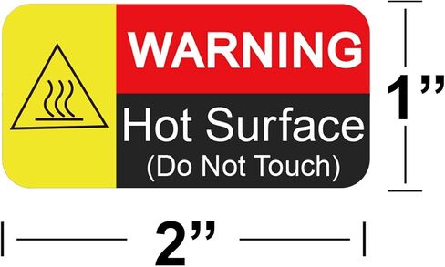 Wootile 1 x 2 Inch Hot Surface Warning Labels - Do Not Touch, Caution - 500 Red Fluorescent Hot Flame Stickers - Waterproof Vinyl Labels in Saudi Arabia