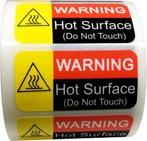 Wootile 1 x 2 Inch Hot Surface Warning Labels - Do Not Touch, Caution - 500 Red Fluorescent Hot Flame Stickers - Waterproof Vinyl Labels in Saudi Arabia