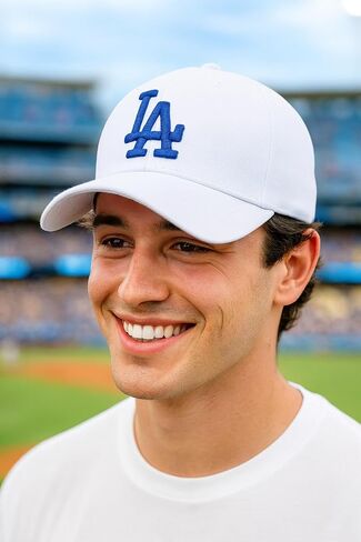 Officially Licensed Los Angeles Baseball White LA Sports Hat Classic Primary Home Team Logo Adjustable Royal Blue Embroidered Structured MVP Ball Cap in Saudi Arabia