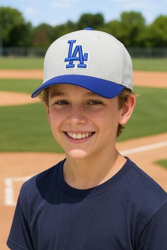 Officially Licensed Los Angeles Youth Boys Girls Baseball Hat Classic Two Tone Royal Blue - Gray Home Team Logo MVP Embroidered Kids Sports Ball Cap in Saudi Arabia