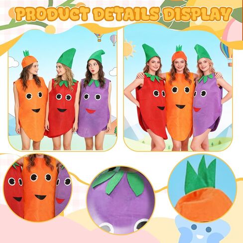 مجموعة زي الفاكهة الموز والفراولة والتفاح بدلة تنكري للبالغين ملابس طعام مضحكة للحفلات in Kuwait