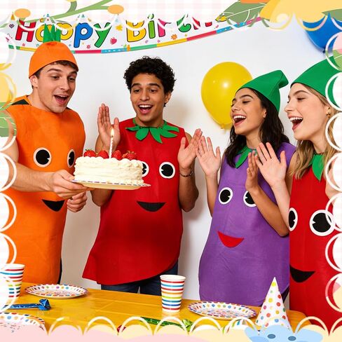 مجموعة زي الفاكهة الموز والفراولة والتفاح بدلة تنكري للبالغين ملابس طعام مضحكة للحفلات in Kuwait