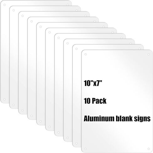 10 Pack White Blank Metal Sign, 10 x 7 Inches Rust Free Blank Aluminum Sign, White Color Blanks Signs, Aluminum Blanks Metal Signs, Easy Mounting, Indoor/Outdoor Use in Saudi Arabia