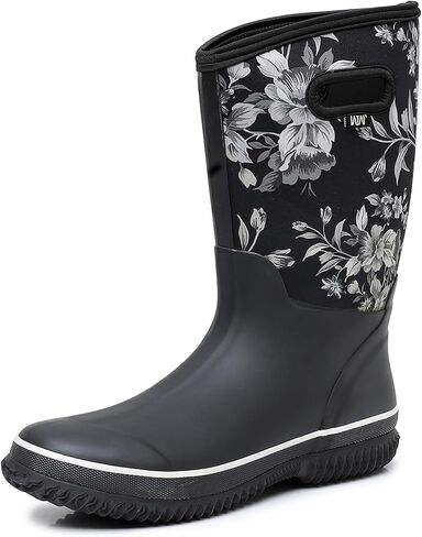 WTW Womens Mid Calf Rain Boots - مقاوم للماء Neoprene Rubber Boots Mud Outdoor Hunting Garden Boots in Kuwait