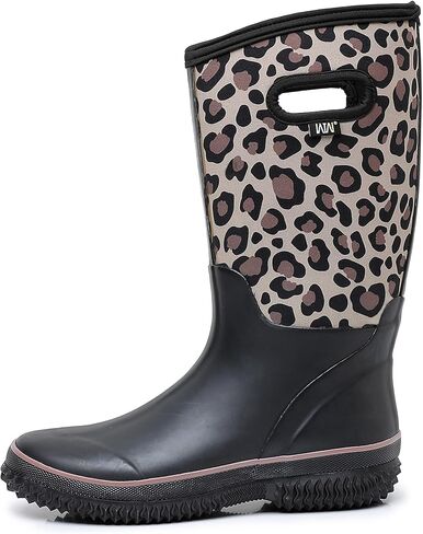 WTW Womens Mid Calf Rain Boots - مقاوم للماء Neoprene Rubber Boots Mud Outdoor Hunting Garden Boots in Kuwait