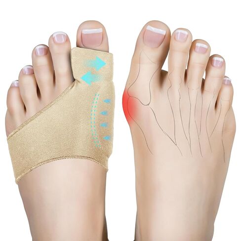 Bunion Corrector for Hallux Valgus - Big Toe Straightener & Bunion Splint for Overlapping Big Toes, Instant Bunion Relief & Pain Relief, Comfortable Breathable Fabric for All-Day Wear(Khaki 2-Pack) (Medium) in Kuwait