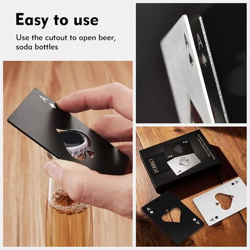 4 Pcs Credit Card Bottle Openers, 2 Black & 2 Silver Ace of Spades Bottle Opener, Stainless Steel Beer Opener for Wallet Pocket in Saudi Arabia