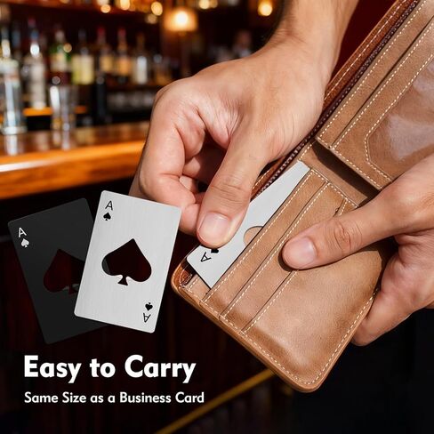 4 Pcs Credit Card Bottle Openers, 2 Black & 2 Silver Ace of Spades Bottle Opener, Stainless Steel Beer Opener for Wallet Pocket in Saudi Arabia