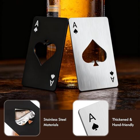 4 Pcs Credit Card Bottle Openers, 2 Black & 2 Silver Ace of Spades Bottle Opener, Stainless Steel Beer Opener for Wallet Pocket in Saudi Arabia