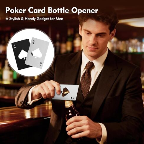 4 Pcs Credit Card Bottle Openers, 2 Black & 2 Silver Ace of Spades Bottle Opener, Stainless Steel Beer Opener for Wallet Pocket in Saudi Arabia