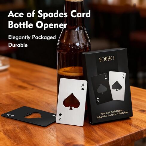 4 Pcs Credit Card Bottle Openers, 2 Black & 2 Silver Ace of Spades Bottle Opener, Stainless Steel Beer Opener for Wallet Pocket in Saudi Arabia