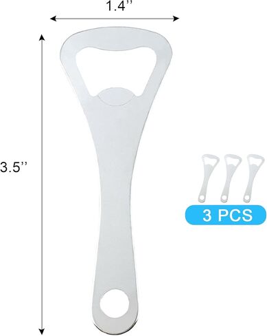 Quacc 3 PCS Flat Bottle Openers Flat-Mouth Opener Portable Handheld Beer Opener for Home Kitchen, Bar, Restaurant, Bartender Gift - Silver in Saudi Arabia