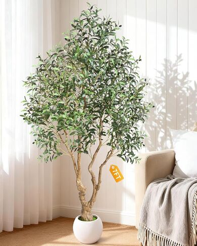 Faux Olive Tree 6 FT, Fake Olive Tree with Lush Silk Leaves and Realistic Olive Fruits,Olive Trees Artificial Indoor with Planter for Indoor Home Office Living Room Bedroom Stairs Outdoor in Saudi Arabia