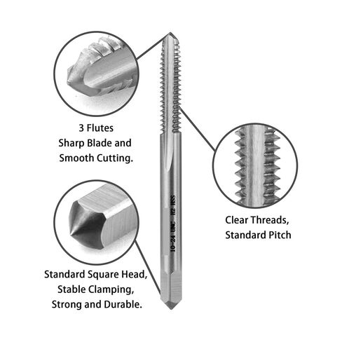 2PC Machine Plug Thread Screw Taps 10-24 2-56 4-40 6-32 8-32 UNC Straight Fluted Tap(2-56UCN) in Saudi Arabia