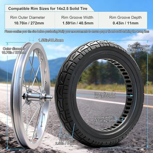 إطار صلب 14x2.50، إطار 14x2.5(64-254) يستبدل 2.50-10 60/100-10 دراجة ترابية بديلة للطرق/الدراجات الجبلية، دراجة أطفال in Saudi Arabia