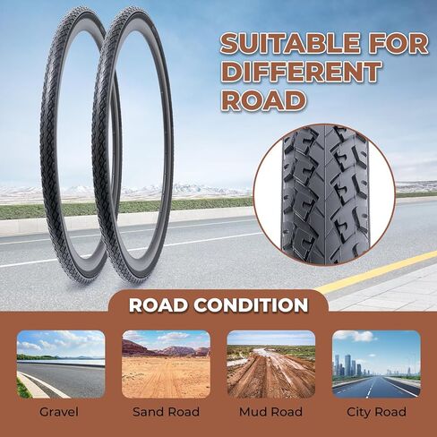 قطعتان من إطارات الدراجة 700x35C، متينة قابلة للطي 700C 37-622 700x35C إطارات دراجات الطريق، إطارات دراجة بديلة لدراجات الطريق، الفاصلة in Kuwait