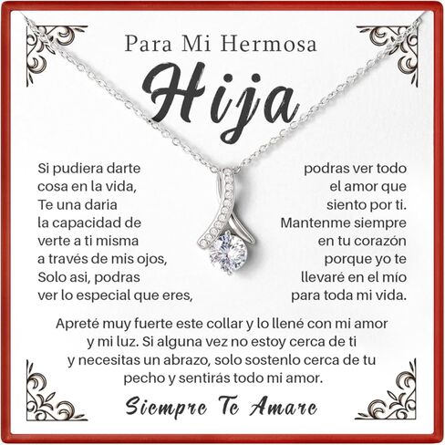 طوق دي مادري إي هيجا | هدية Cumpleaños para Hija | Joyería para Hija con Mensaje en Español | طوق يخدع كاجا دي لوجو in Kuwait