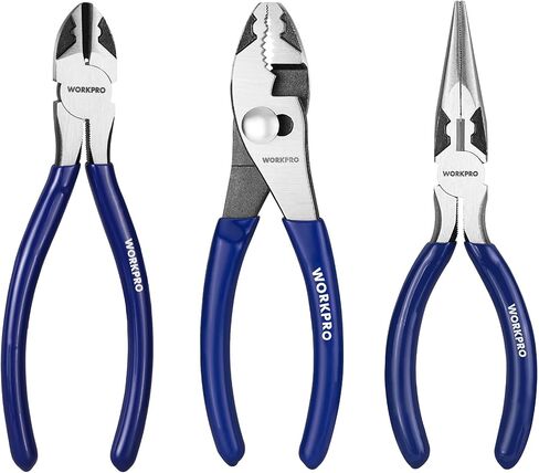 WORKPRO Pliers Set, 3-Piece Professional Pliers Tool Kit – 6" Needle Nose Plier, 6" Slip Joint Plier & 6" Diagonal Plier, Soft Grip Handles for Home DIY & Electrical Work in Saudi Arabia