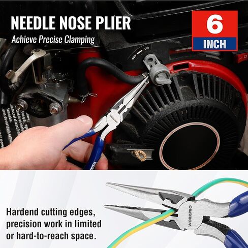 WORKPRO Pliers Set, 3-Piece Professional Pliers Tool Kit – 6" Needle Nose Plier, 6" Slip Joint Plier & 6" Diagonal Plier, Soft Grip Handles for Home DIY & Electrical Work in Saudi Arabia