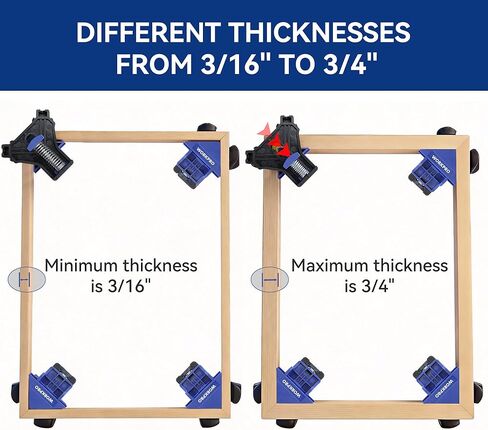 WORKPRO 90 Degree Corner Clamps for Woodworking, 4-Pack Adjustable Spring Loaded One-Handed Woodworking Clamps Tools for Framing, Cabinets & DIY Projects in Saudi Arabia