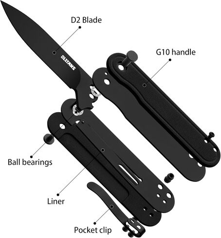 OLITANS G040 Pocket Knife, 2.75'' D2 Steel Blade G10 handle, Small EDC Knife with Pocket Clip for Men Women, 2.1oz in Saudi Arabia