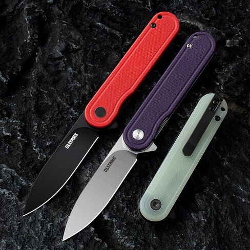 OLITANS G040 Pocket Knife, 2.75'' D2 Steel Blade G10 handle, Small EDC Knife with Pocket Clip for Men Women, 2.1oz in Saudi Arabia