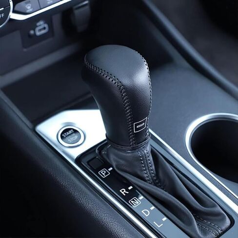 XITER for Genuine Leather Gear Shift Knob Cover Car Protect Accessories Case for Nissan Kicks 2018-2024 (Red Stitches) in Saudi Arabia