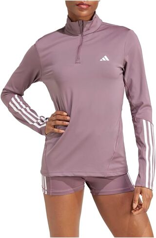 adidas Womens Hyperglam Long Sleeve Quarter Zip Casual Tops Casual - Purple in Saudi Arabia