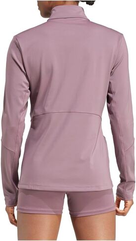 adidas Womens Hyperglam Long Sleeve Quarter Zip Casual Tops Casual - Purple in Saudi Arabia