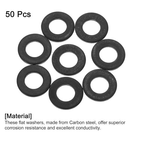 uxcell 50Pcs M10 Flat Washer, Carbon Steel 10.5mm ID x 20mm OD x 2mm Thick for Bolt Screw, Factories Repair, Kitchens, Shops, and Outdoor Construction, Black in Saudi Arabia