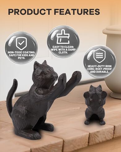 Cast Iron Cat Bookends - Heavy Duty Bookend for Shelves, Cute Book Ends to Hold Books, Cat Decor for Home Office Library, 2 PCS (Gold) in Saudi Arabia