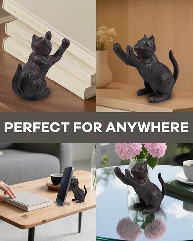 Cast Iron Cat Bookends - Heavy Duty Bookend for Shelves, Cute Book Ends to Hold Books, Cat Decor for Home Office Library, 2 PCS (Gold) in Saudi Arabia
