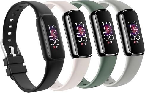 4 عبوات من الأربطة المقاومة للماء المتوافقة مع أساور Fitbit Luxe Bands للنساء والرجال، أساور معصم بديلة رياضية ناعمة كلاسيكية للنساء والرجال in Kuwait