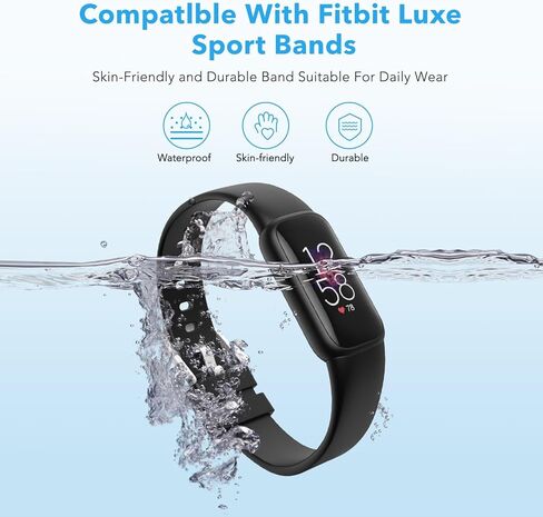 4 عبوات من الأربطة المقاومة للماء المتوافقة مع أساور Fitbit Luxe Bands للنساء والرجال، أساور معصم بديلة رياضية ناعمة كلاسيكية للنساء والرجال in Kuwait