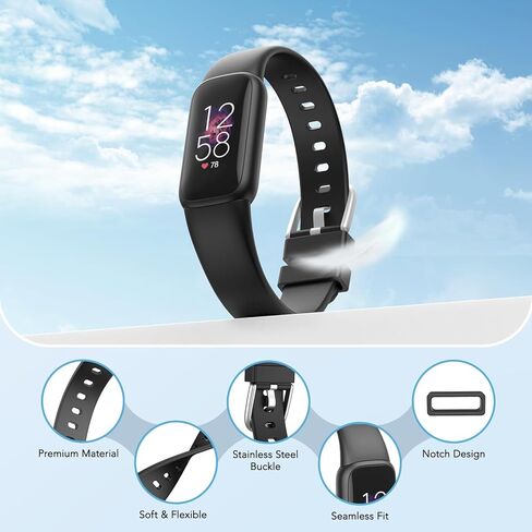 4 عبوات من الأربطة المقاومة للماء المتوافقة مع أساور Fitbit Luxe Bands للنساء والرجال، أساور معصم بديلة رياضية ناعمة كلاسيكية للنساء والرجال in Kuwait