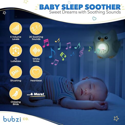 Bubzi Co Sound Machine, Portable Elephant Soother & Night Light Projector, Comforting Electronic Infant Toddler Sleep Aid & Baby Shush With White Noise in Kuwait
