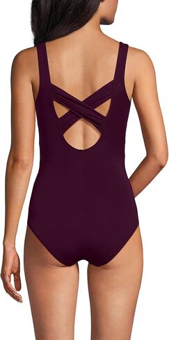 بدلة سباحة نسائية من Lands' End Slender Carmela Underwire قطعة واحدة نبيذ داكن DDD-Cup 16 in Saudi Arabia