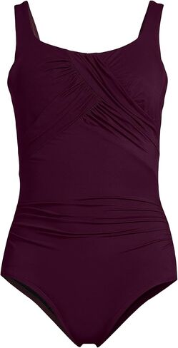 بدلة سباحة نسائية من Lands' End Slender Carmela Underwire قطعة واحدة نبيذ داكن DDD-Cup 16 in Saudi Arabia