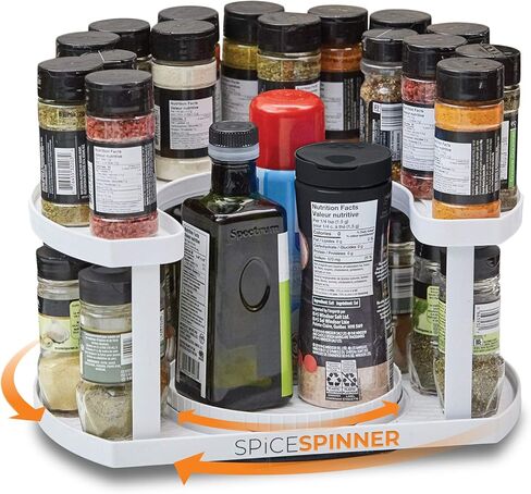منظم وحامل توابل بطبقتين من Allstar Innovations Spice Spinner يوفر المساحة، ويحافظ على كل شيء أنيقًا ومنظمًا وفي متناول اليد مع الأقراص الدوارة المزدوجة in Kuwait