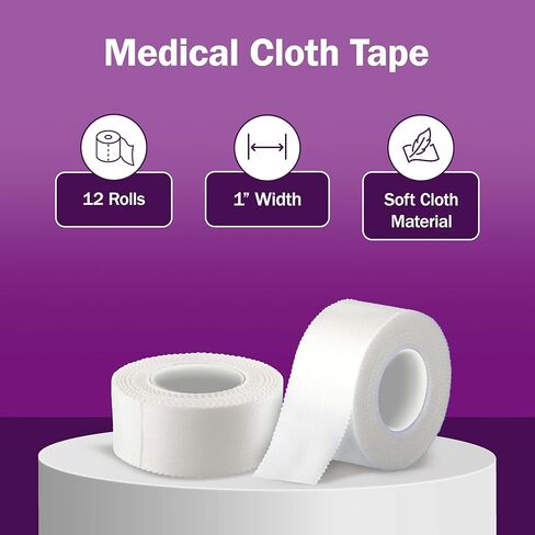 Cloth Medical Tape for Wound Care - 12 Rolls of 1 Inch Durable Surgical Tape to Secure Dressings - 10 Yards Long - Easy to Tear and Latex Free in Saudi Arabia