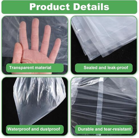 15 عبوة من أكياس تخزين بلاستيكية شفافة كبيرة مقاس 40 × 60 بوصة، أكياس متحركة عملاقة قابلة لإعادة الاستخدام للأثاث والأمتعة وحقيبة السفر والملابس وحماية من الغبار والرطوبة in Kuwait