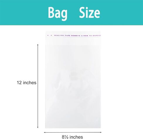 Self Sealing Cellophane Bags 200Pcs-Self-Adhesive OPP Bags - Clear, Resealable Packaging for Versatile Use-Cookie，Toys，Products，Candy,Gift,Retail,Storage (8½ x 12") in Saudi Arabia