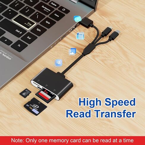 Memory Stick Pro Duo Adapter Reader- 5 in 1 SD/TF/MS/CF/XD Card Reader for iPhone/Computer/USB-C Device, Aluminum Lightning+USB A+USB C XD Picture Card Reader Support OTG, Fast Data Transfer in Saudi Arabia